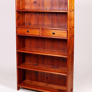 5 Shelf, Two Drawer Bookcase. Entirely Hand Crafted & Joined from Solid Reclaimed Redwood.