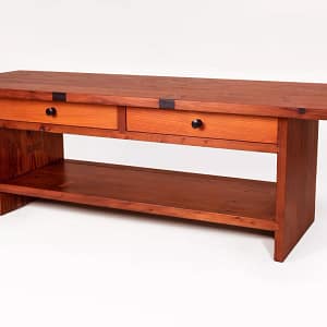 Solid Wood Coffee Table with 2 Drawers. Hand Made, Crafted and Joined from Reclaimed Redwood.